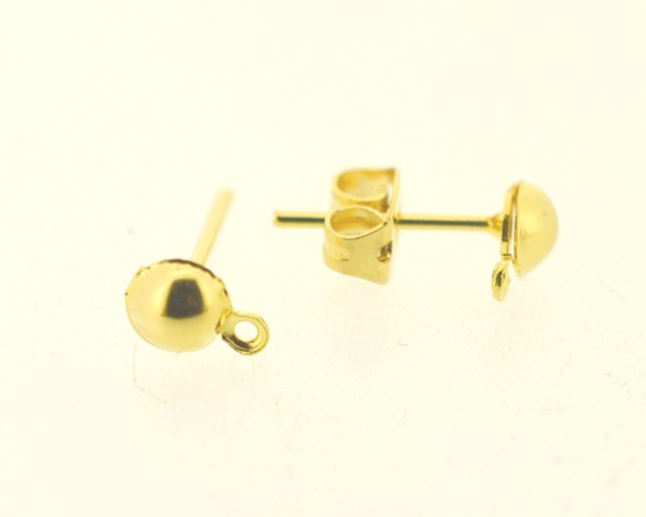 Brinco pino tip bolinha banho ouro 18k - 12x6 mm (par) FL-554